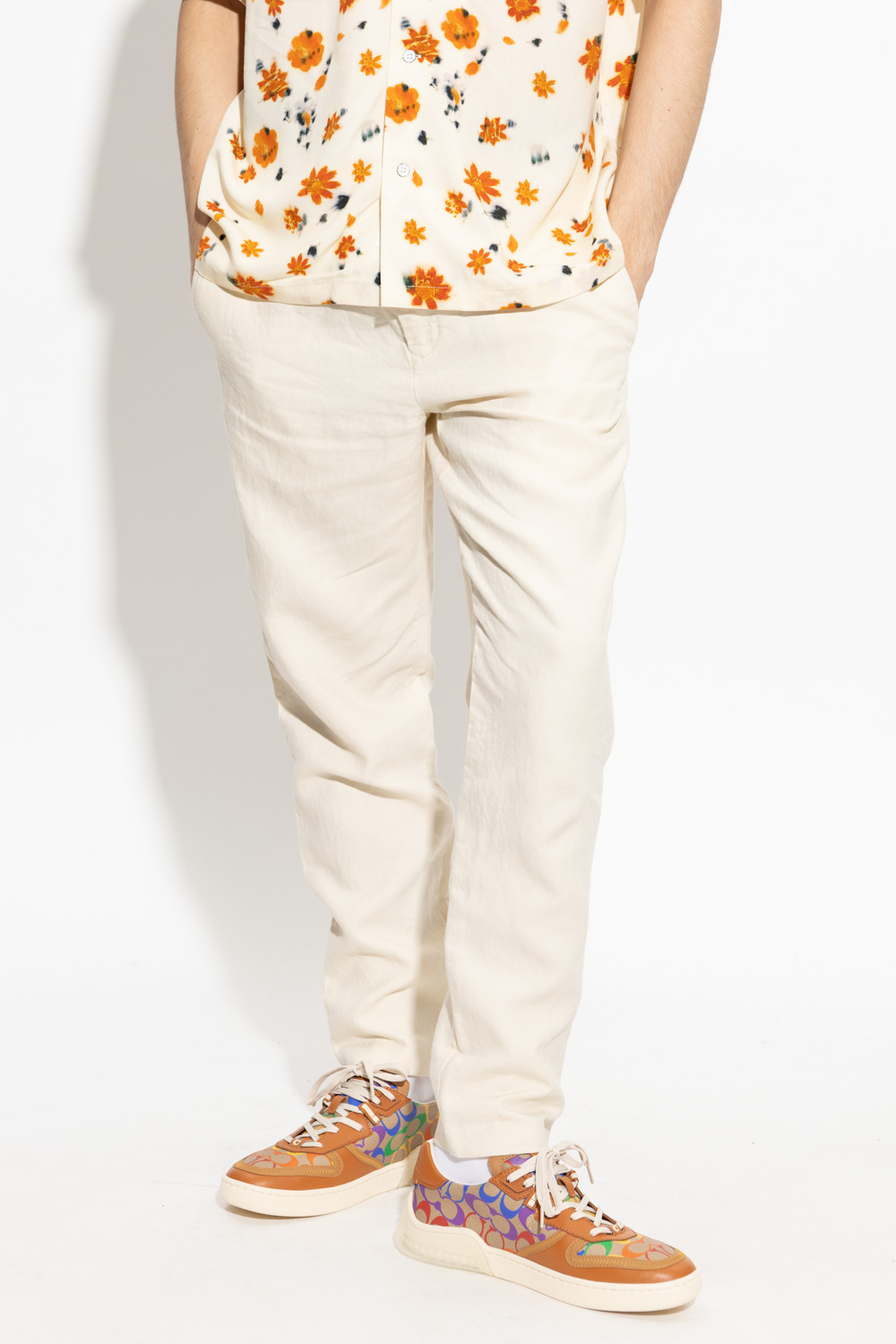 multiple-cargo pocket shorts  ‘Bedford’ linen trousers