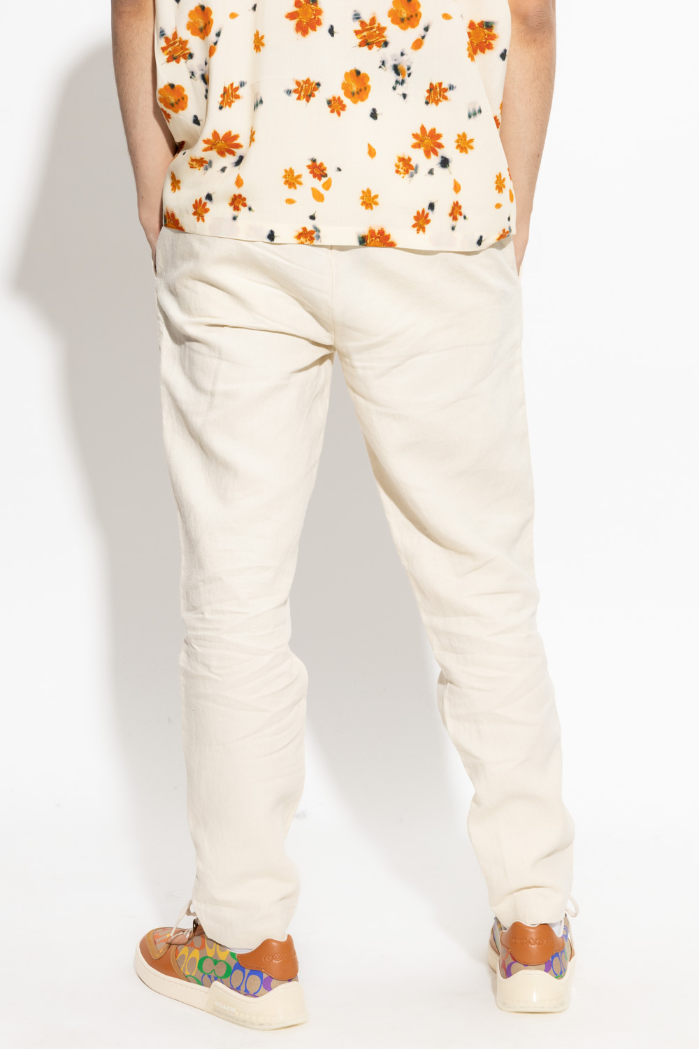 multiple-cargo pocket shorts  ‘Bedford’ linen trousers