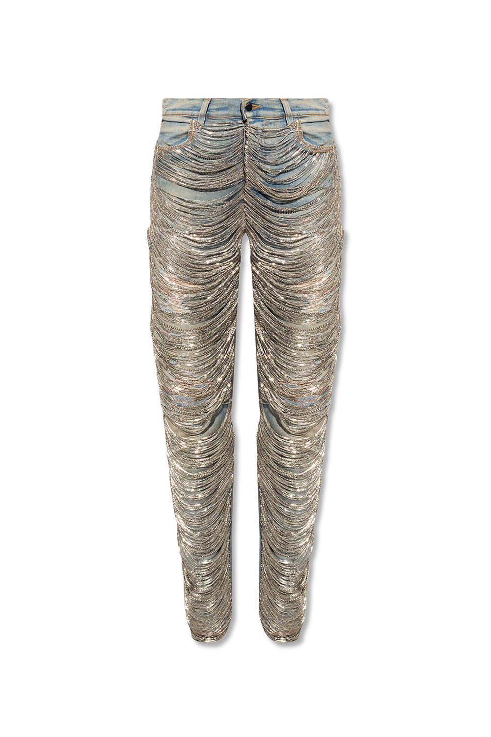 Blue Jeans with decorative chains Amiri - IetpShops GB - Levis 501 High  Rise Rolled Womens Shorts