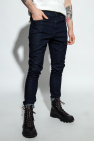 The pants have an elastic waistband and drawcord for a fit that feels just right  Skinny jeans