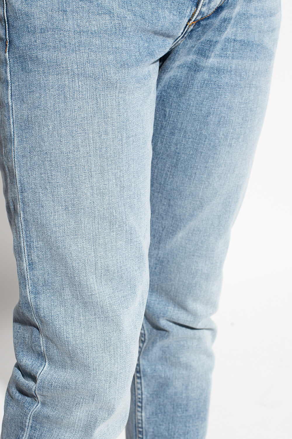 MOTHER Schmale High-Rise-Jeans Blau  Jeans with worn effect