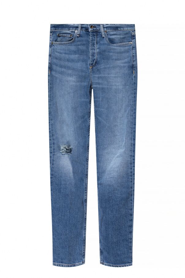 Jeans-Shorts mit Farbklecks-Print  Distressed jeans
