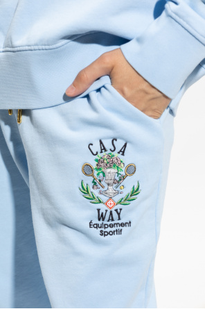 Casablanca Bluebella Celia Svart set med linne och shorts med blommiga spetsinfällningar