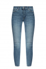 FRAME distressed high-rise flared jeans