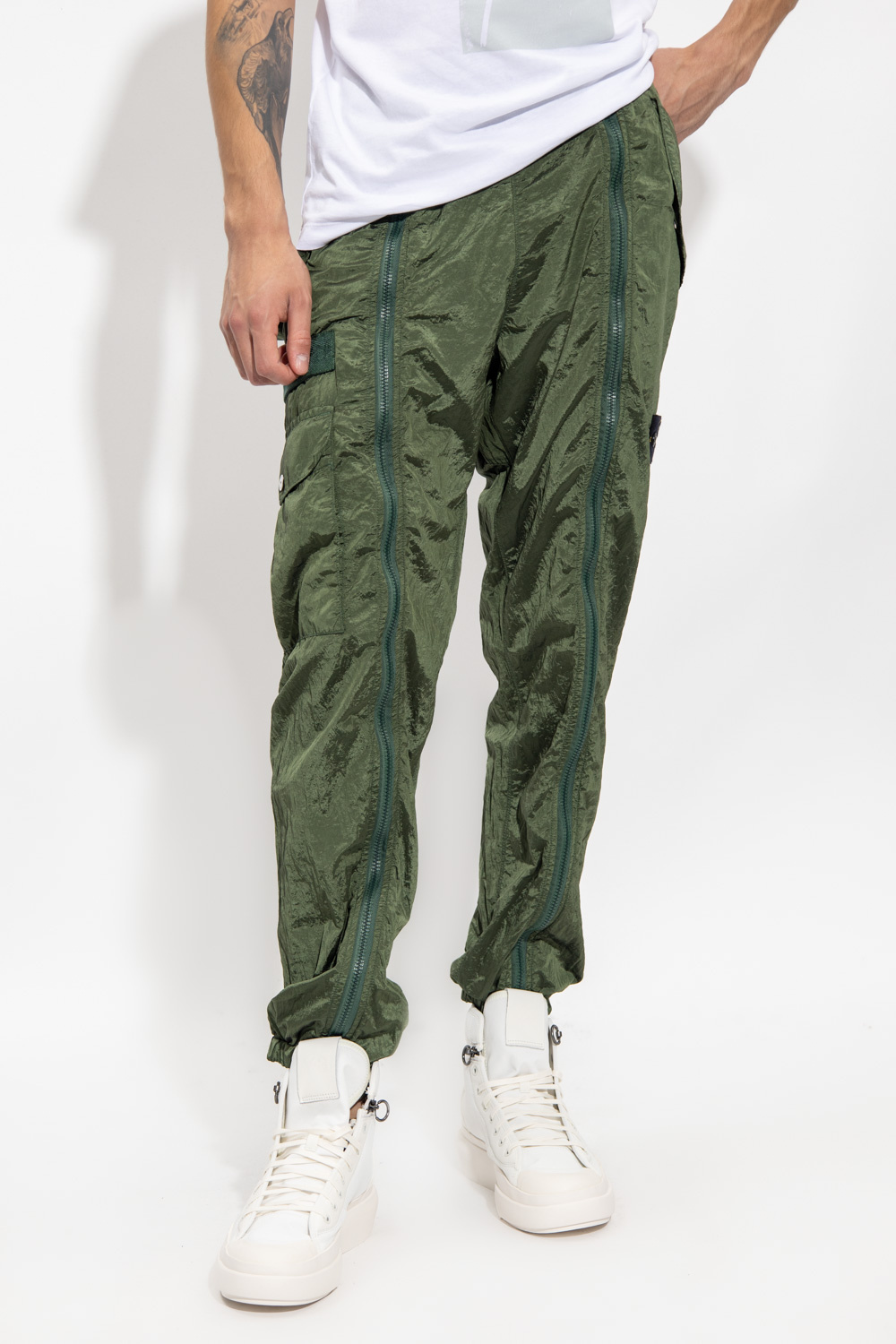 Stone Island trousers silver with logo