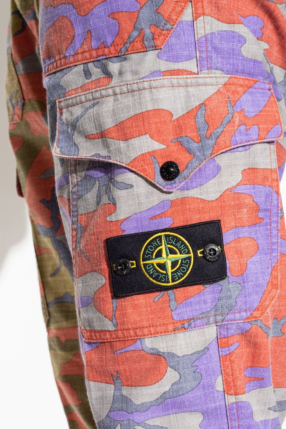 Stone Island Woven trousers with camo motif