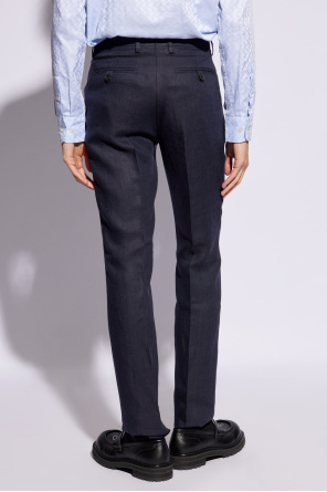 Etro Linen pleat-front sua trousers