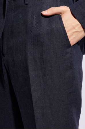 Etro Linen pleat-front sua trousers