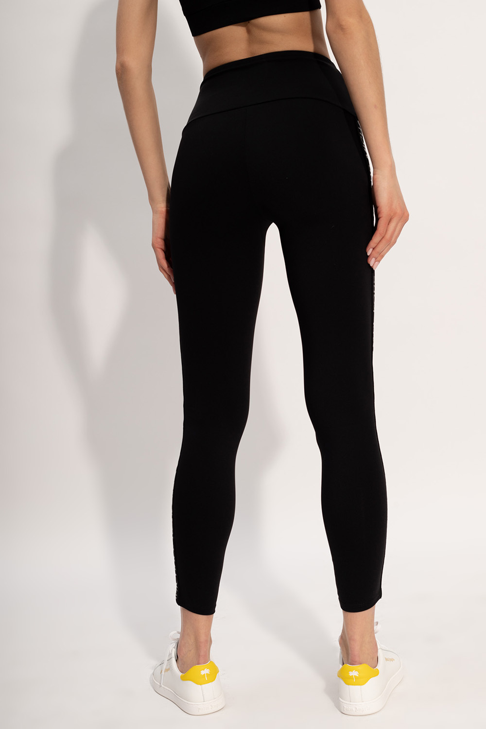 Miss Selfridge leather look high waisted leggings in black, IetpShops, Michael  Michael Kors Leggings with logo