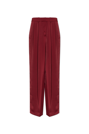 Satin pleat-front trousers