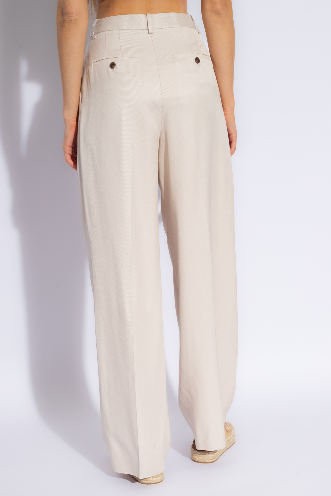 Theory cotton pleat-front trousers