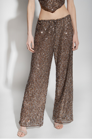 Oseree Sequinned wax-coated trousers