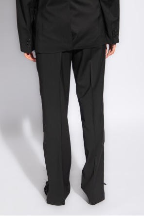 Helmut Lang Creased trousers with side stripes