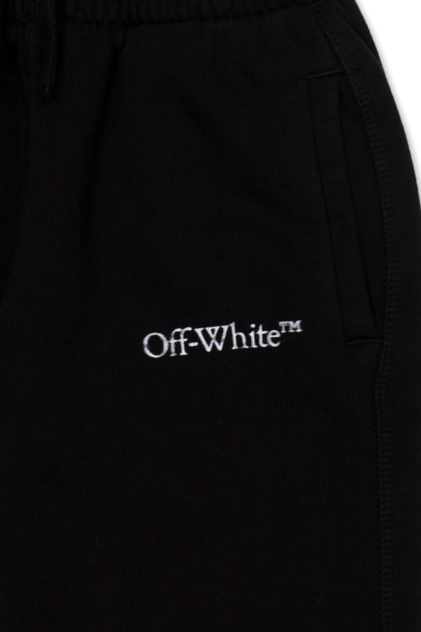 Off-White Kids frayed-edge denim shorts Schwarz