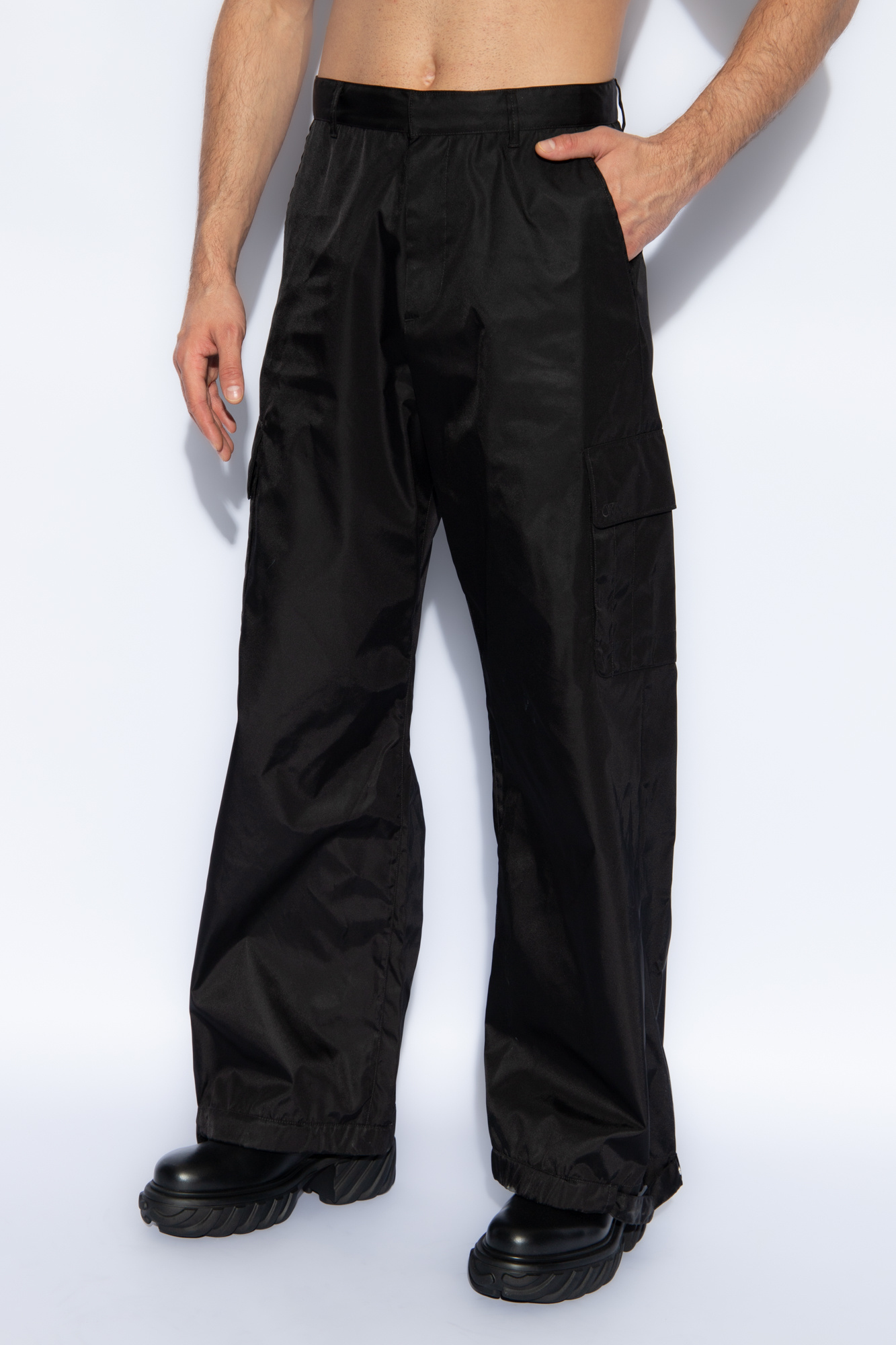 Off-White distressed trousers with logo