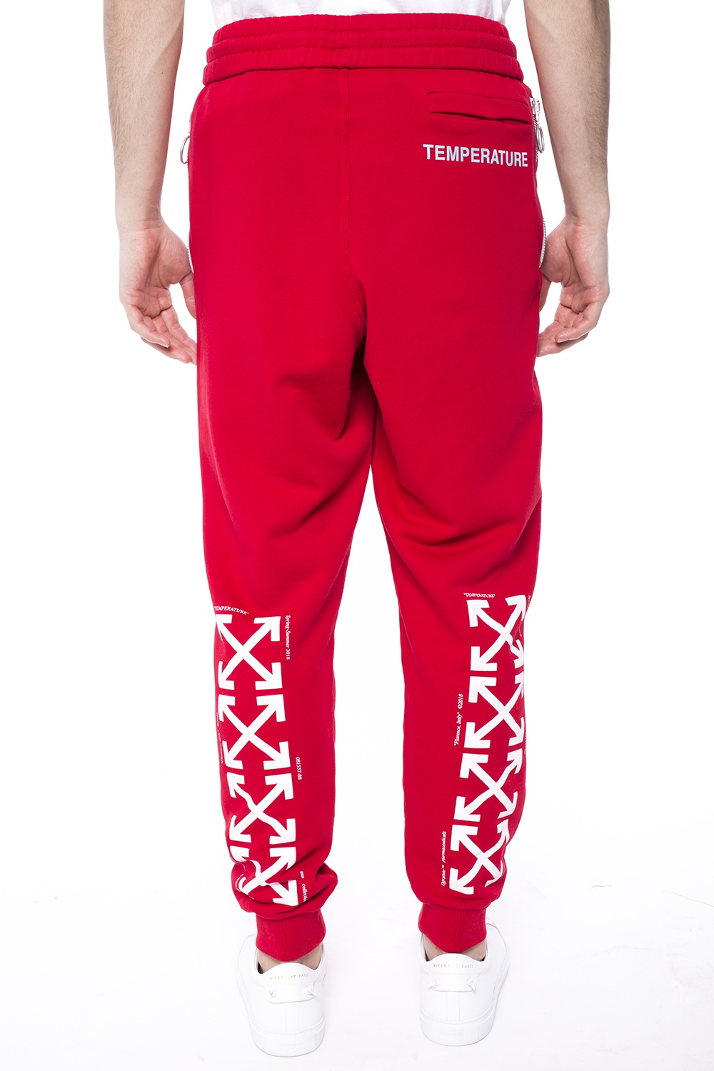 off white sweatpants red