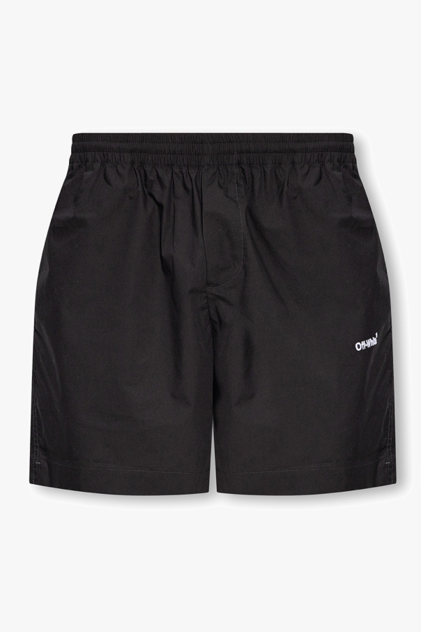 Off-White cord shorts with logo
