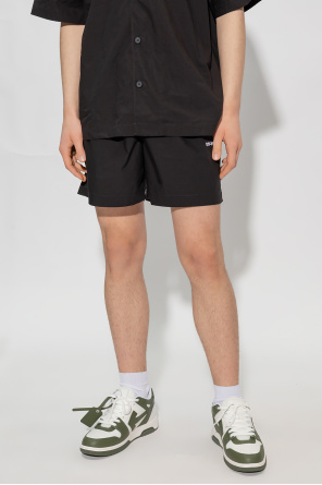 Off-White cord shorts with logo