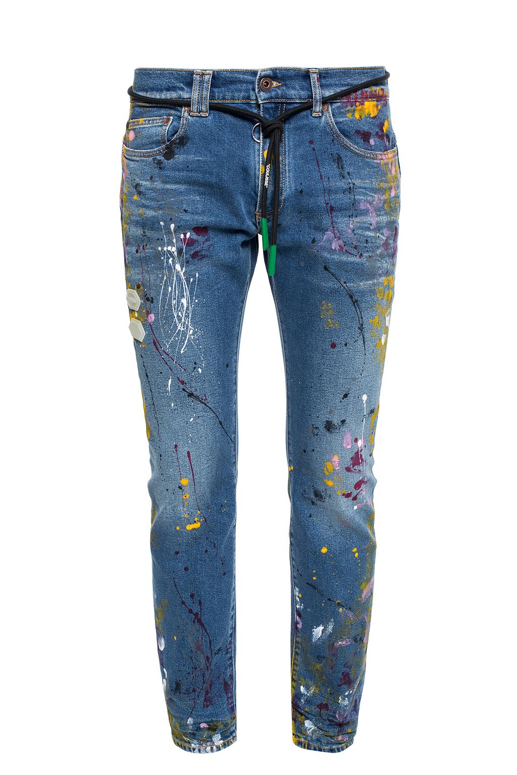 off white paint splatter jeans