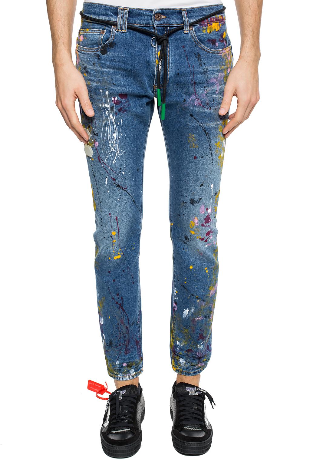 off white paint splatter jeans