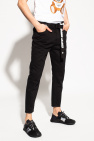 Off-White Corduroy Leggings Ruffled Detail Elastic Waistband