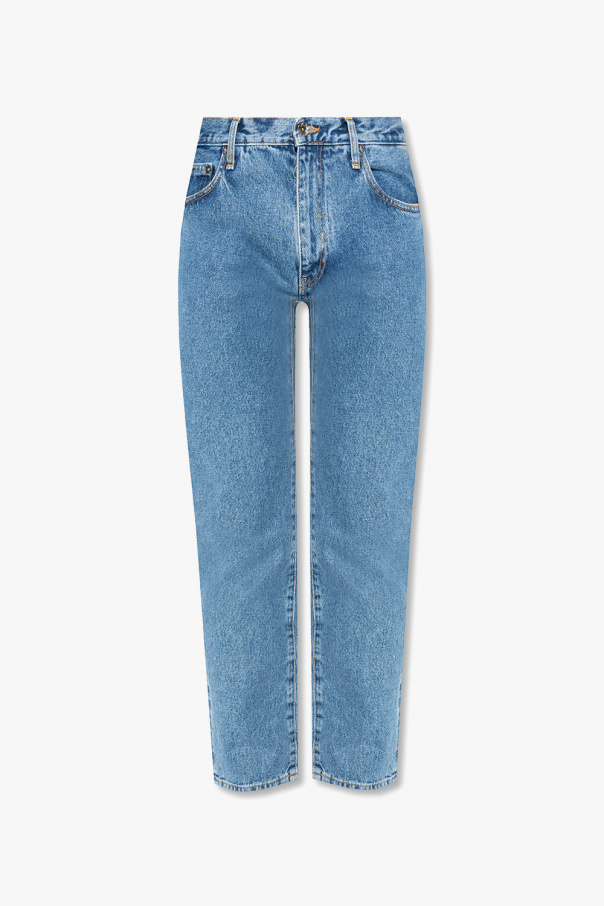 Off-White Cotton jeans with drawstring at the waist