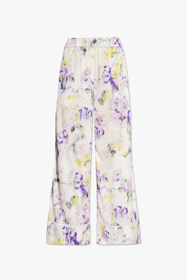 Off-White Trousers with floral motif