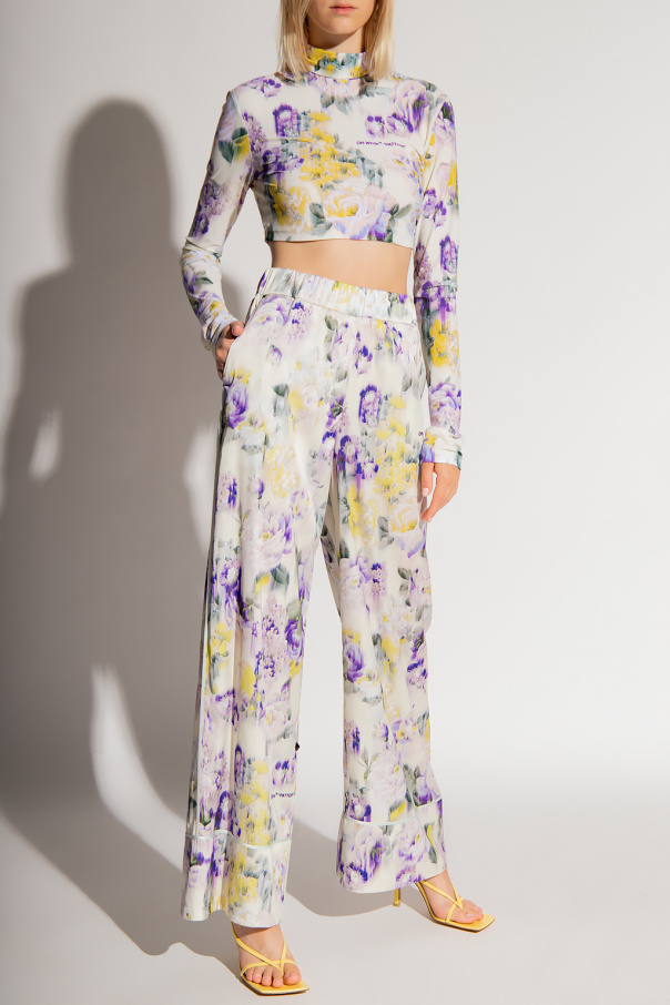 Off-White Leggings Trousers with floral motif