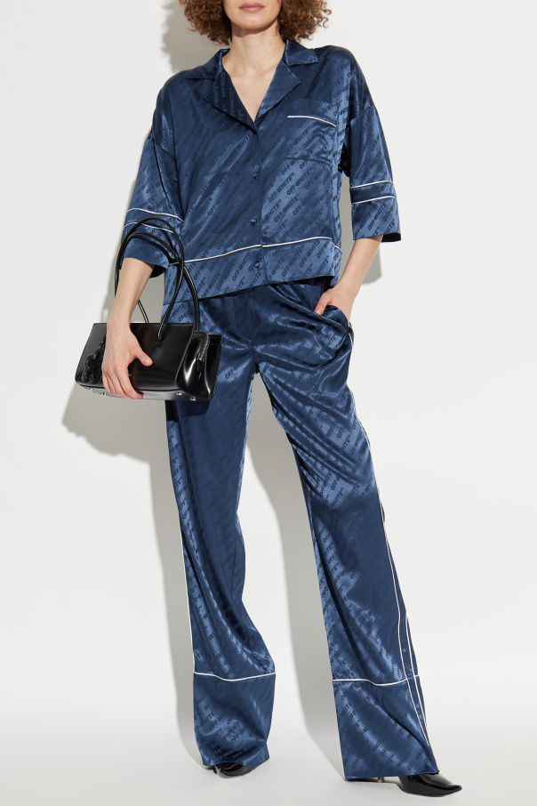 Off-White Satin trousers with monogram