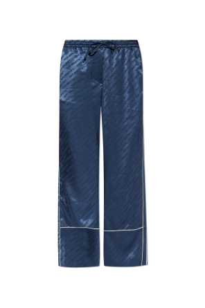 Satin trousers with monogram