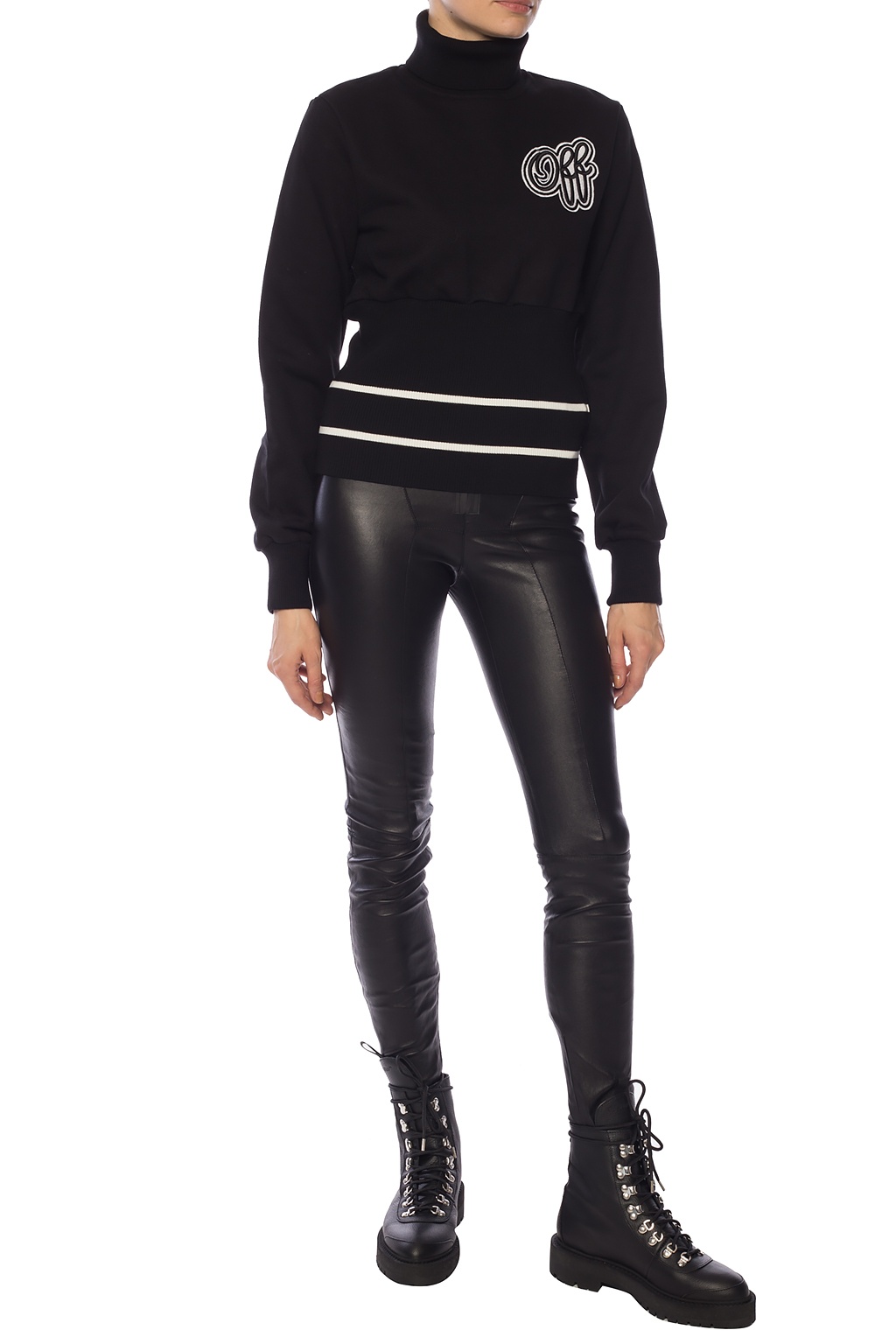 Black Leather leggings with logo Off-White - Vitkac Italy