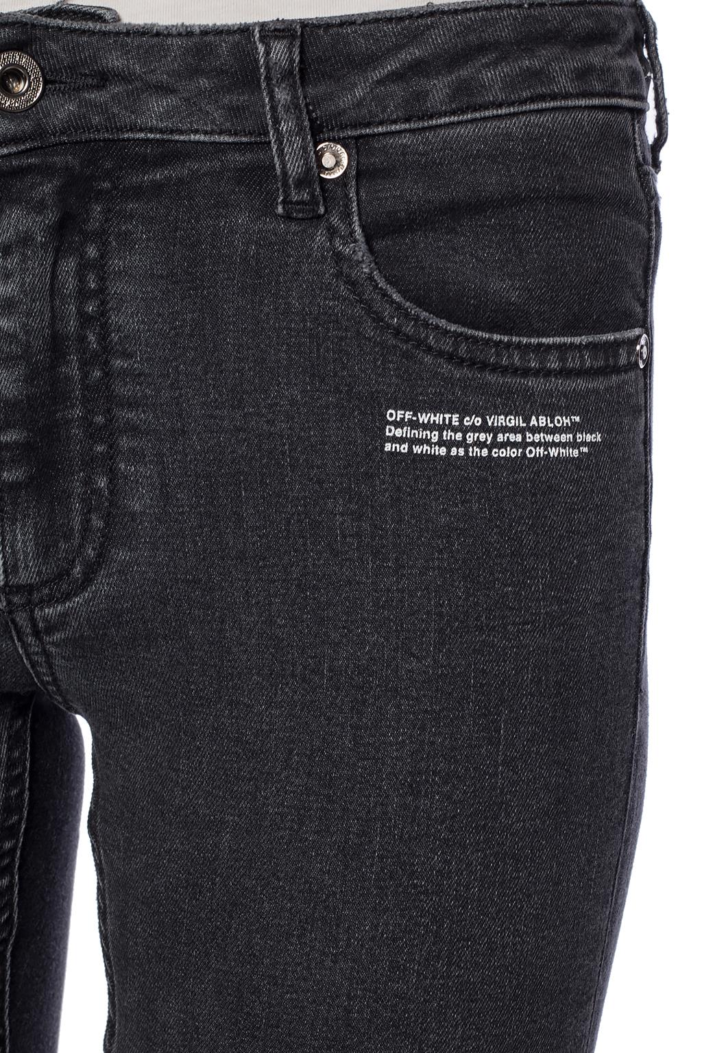 white raw edge jeans