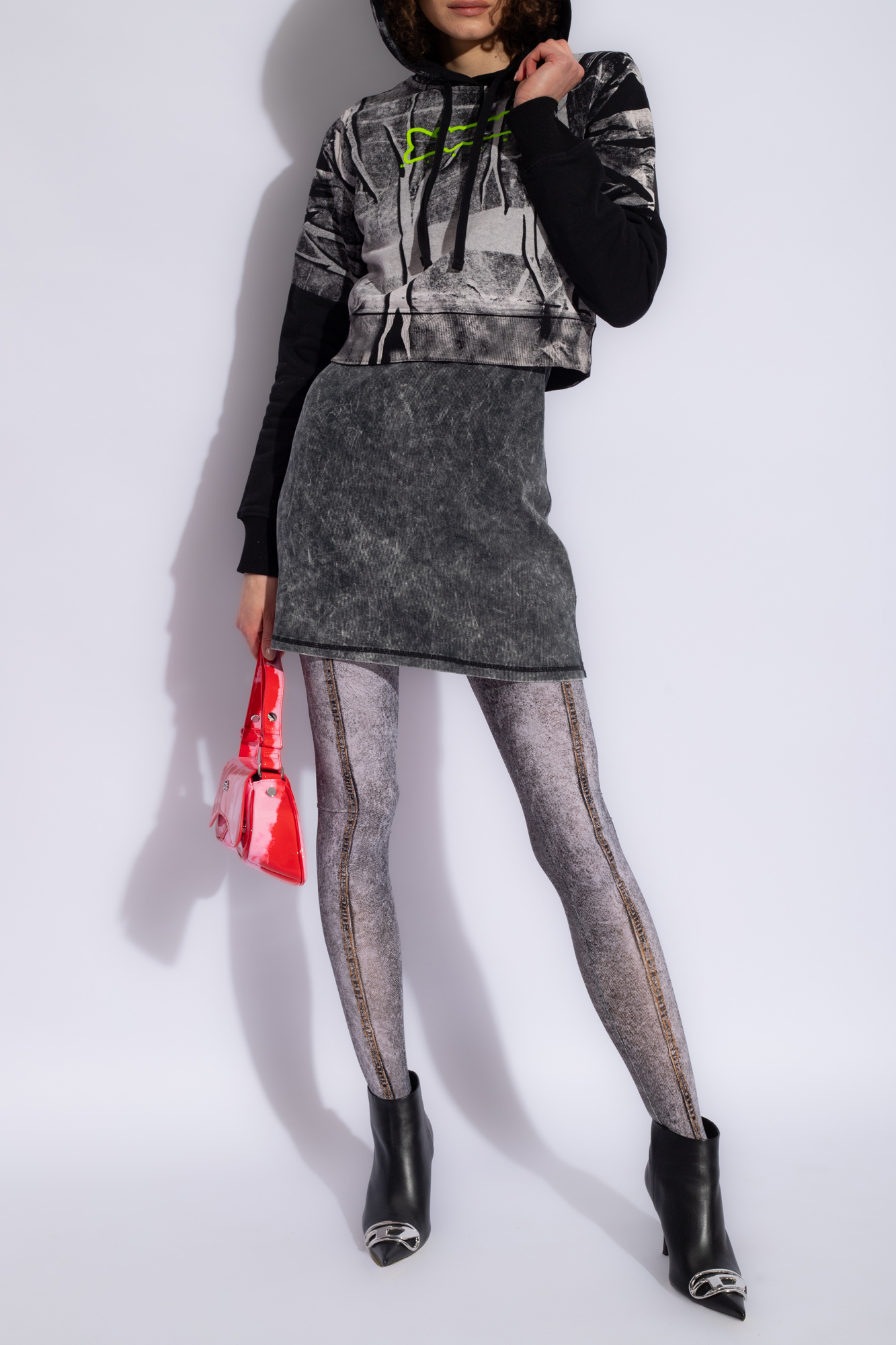 P-KOLL-H3 Woman: Leggings with trompe l'oeil denim print