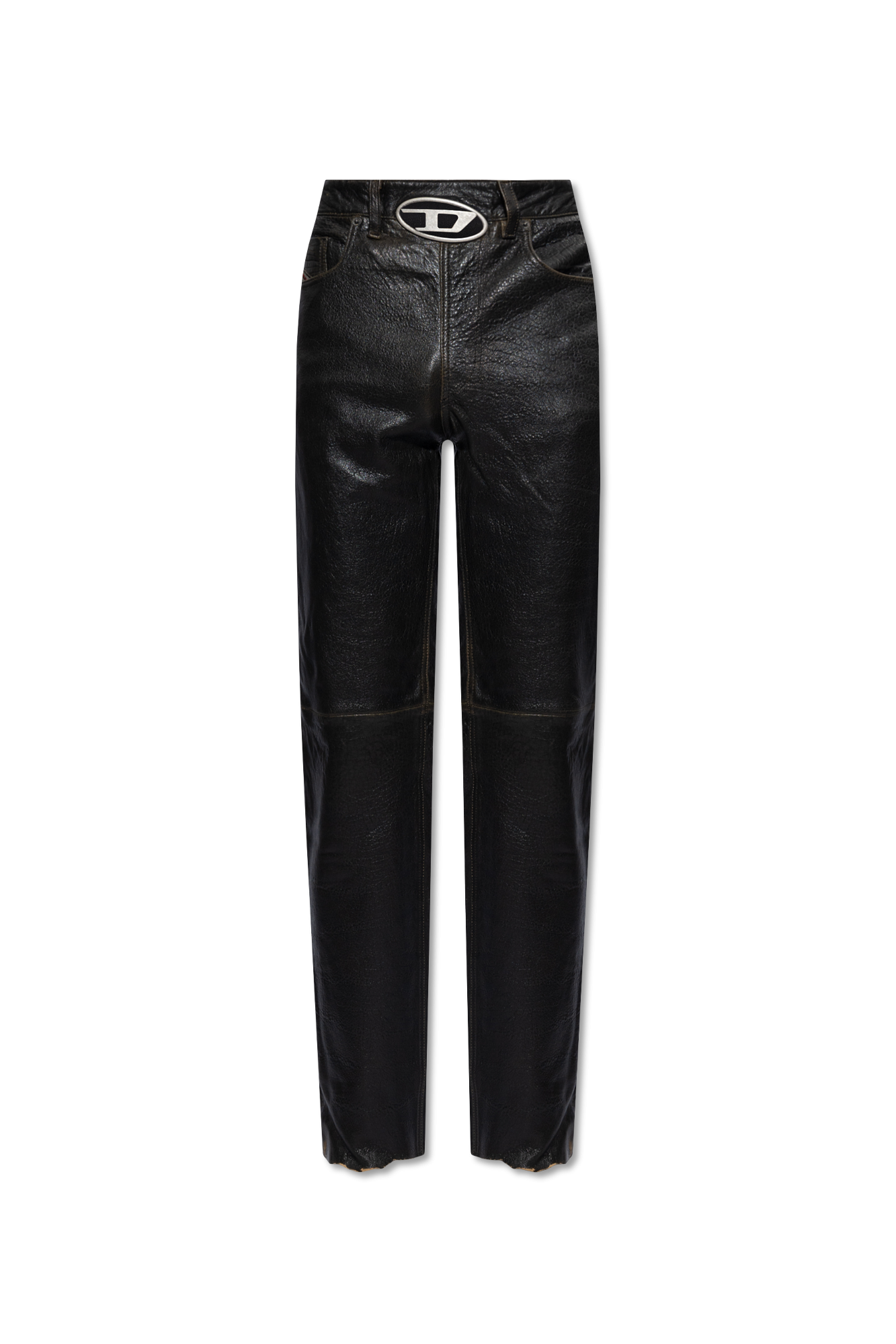 Brown ‘P-KOOMAN’ leather trousers Diesel - Vitkac GB