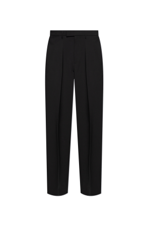 Wool trousers with crease.