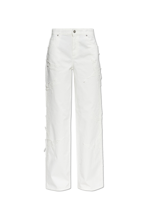 Jeans with lace inserts