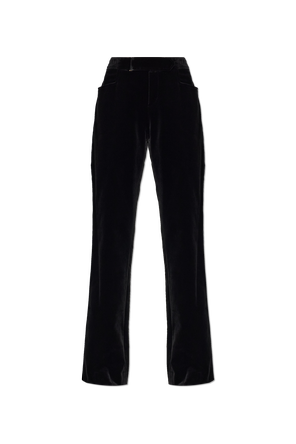 Velvet trousers with straight-leg cut