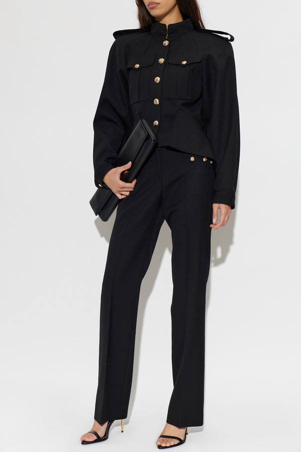 Balmain Pantalones de lana con raya