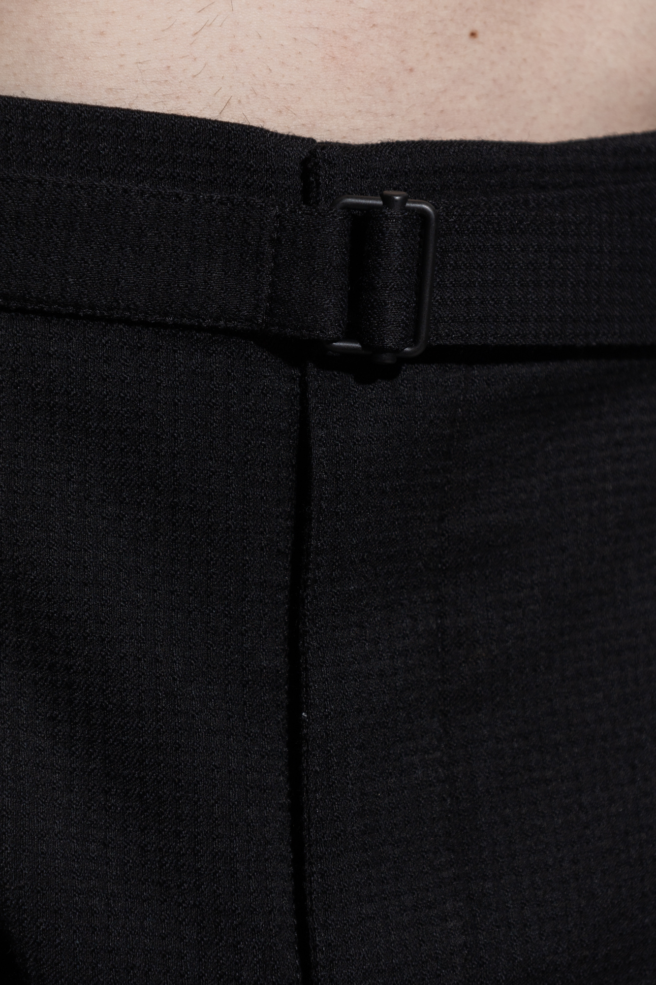 London Wool Blend Textured Double Pleated Trousers