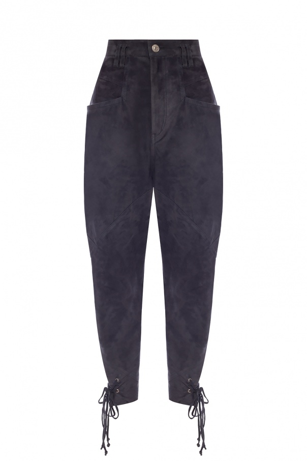 navy leather trousers