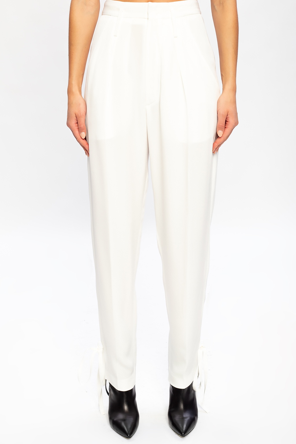 Pleat-front trousers with tie details 