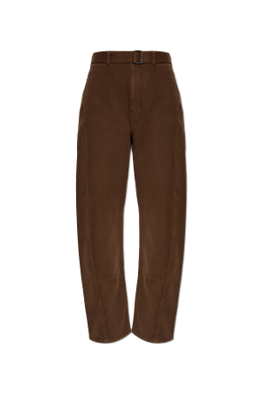 Loose-fit trousers with a belt