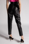 Philipp Plein BLACK High-waisted leather trousers