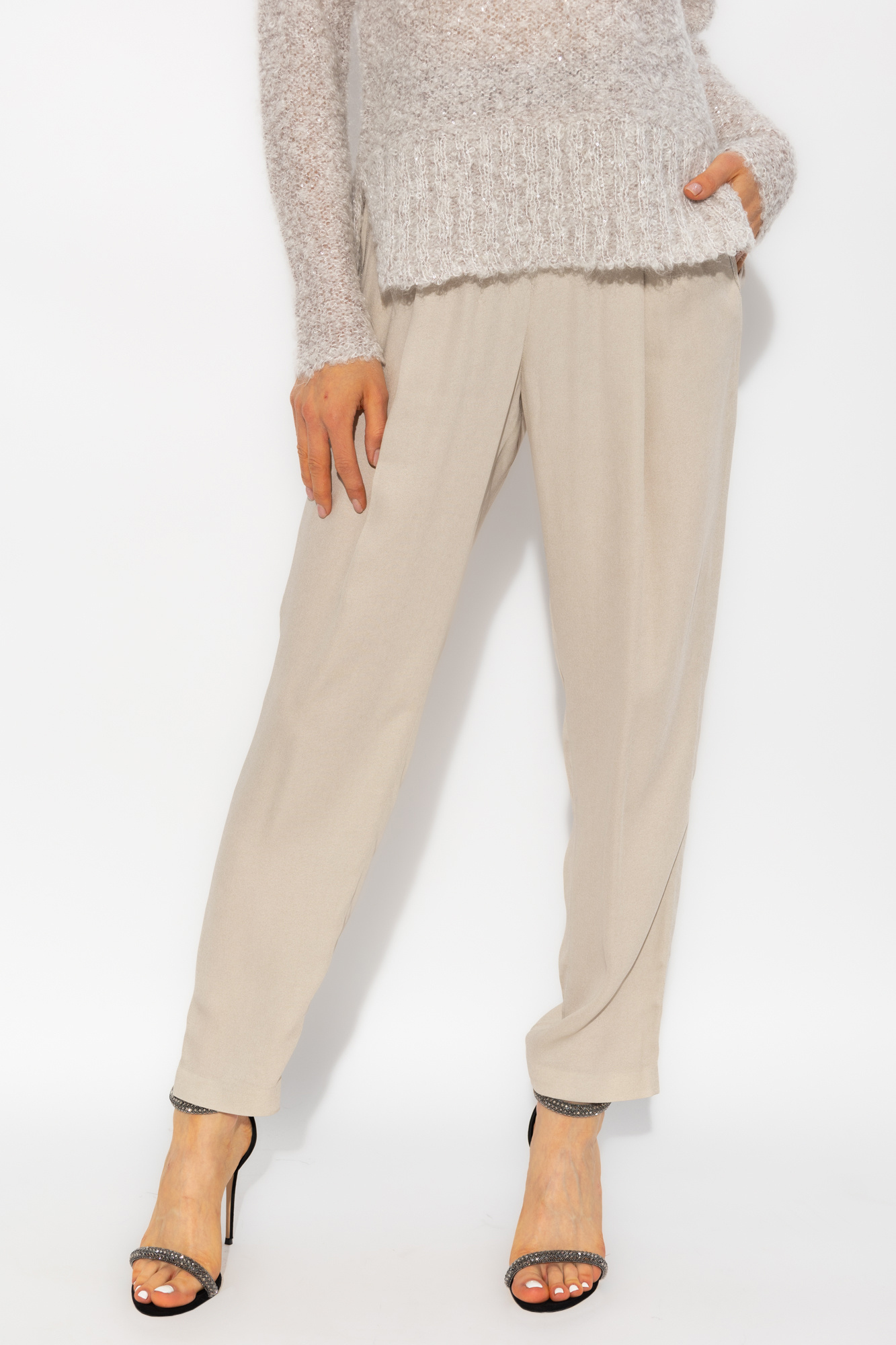 fitting trousers Midi Fabiana Filippi - Beige Relaxed -  SchaferandweinerShops Japan - Shorts för Dam från Vince