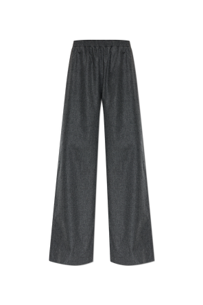 Wool trousers with straight legs