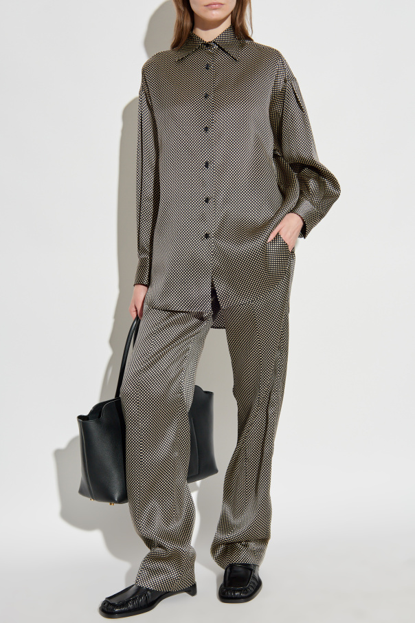 Tom Ford Pantalones de seda con estampado de lunares