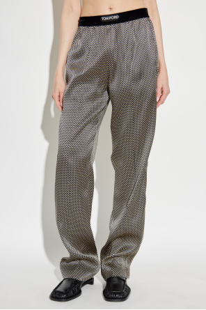 Tom Ford Pantalones de seda con estampado de lunares