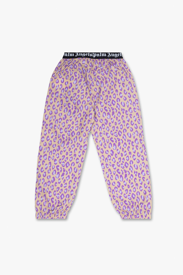 Palm Angels Kids trousers Svarttv with animal motif