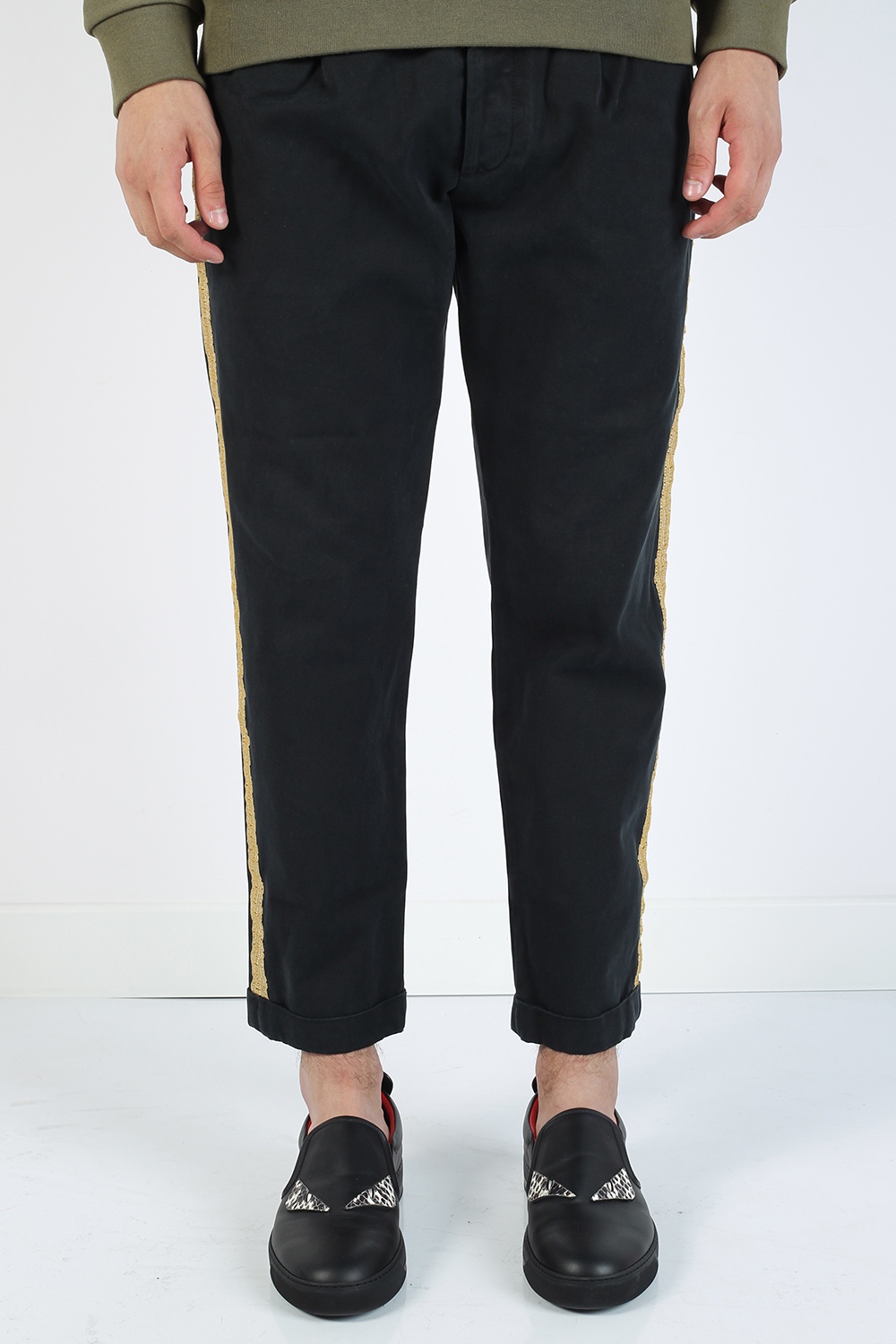 gold side stripe trousers