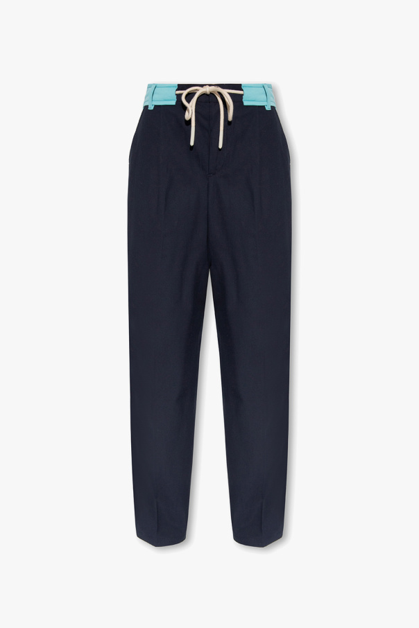 Palm Angels blu pleat-front trousers